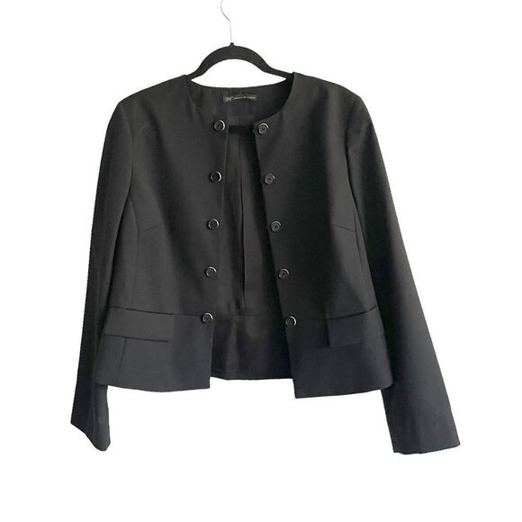 (SOLD) BROOKS BROTHERS 346 Wool Collarless Double Button Front Blazer Black 14 - Picture 2 of 7